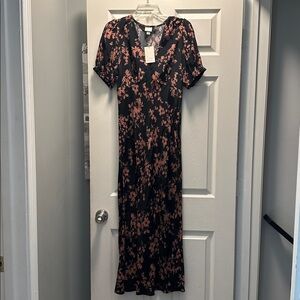 A New Day Charcoal and Blush Floral Top